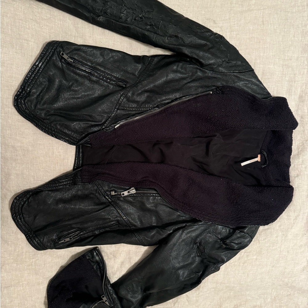 Free people Black Leather Jacket